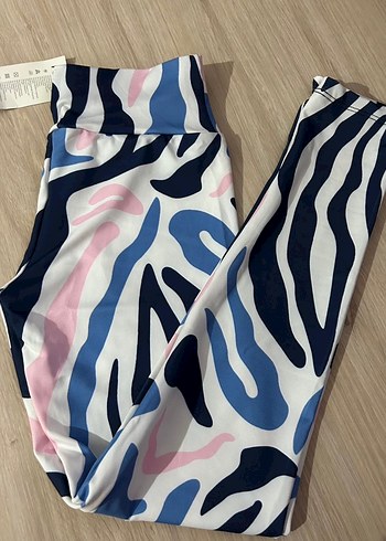 Pastel Renkli Zebra Desenli Kadın Tayt - Görsel 4