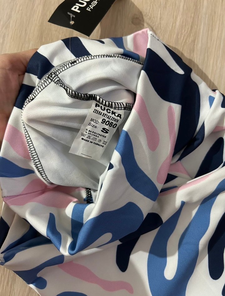 Pastel Renkli Zebra Desenli Kadın Tayt - Görsel 2