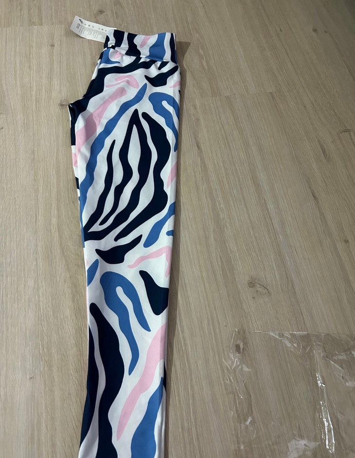 Pastel Renkli Zebra Desenli Kadın Tayt - Görsel 3