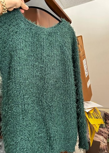 Yeşil Örgü Kadın Kazak - Görsel 2