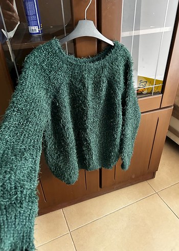 Yeşil Örgü Kadın Kazak - Görsel 3