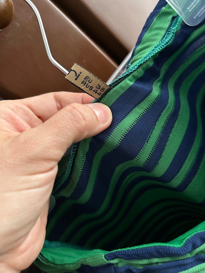 Yeşil Çizgili Straplez Midi Elbise - Görsel 3