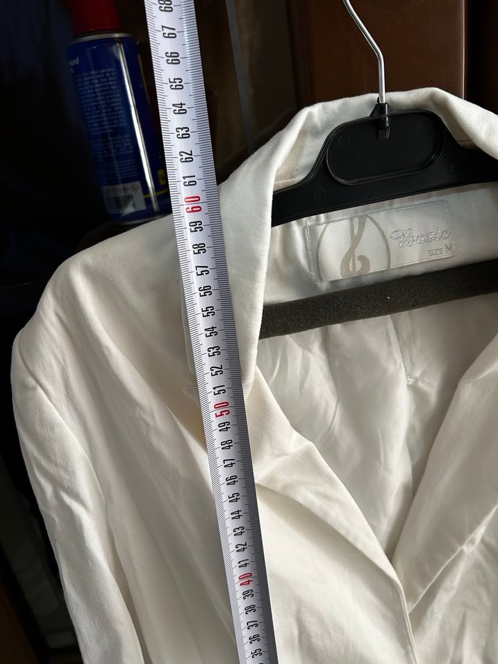 Düğmeli Beyaz Kadın Keten Blazer Ceket - Görsel 4