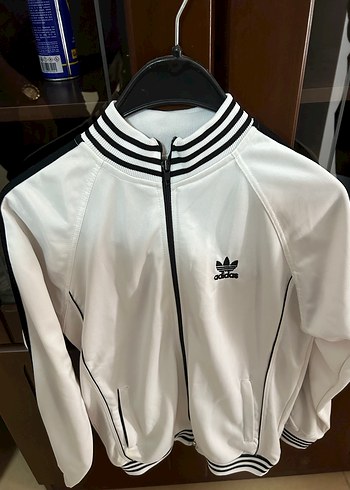 Beyaz Adidas Fermuarlı Uzun Kollu Ceket - Görsel 2