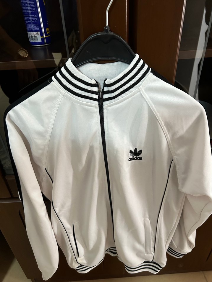 Beyaz Adidas Fermuarlı Uzun Kollu Ceket - Görsel 2