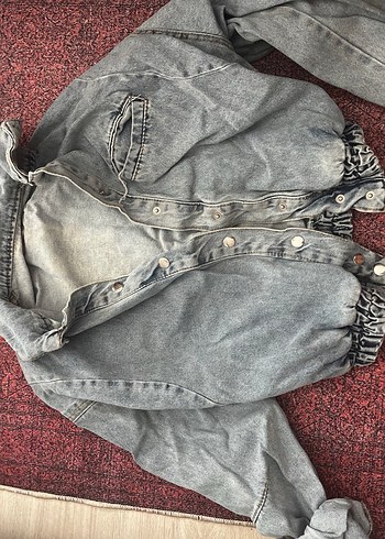 Gri Düğmeli Salaş Denim Ceket