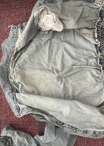 s Beden mavi Renk Gri Düğmeli Salaş Denim Ceket