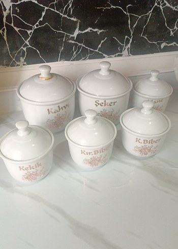 Beden Renk Beyaz Seramik Mutfak Baharat Kavanozları Seti