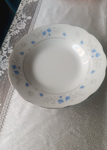  Beden beyaz Renk Beyaz ve gri desenli tabak seti 6 adet