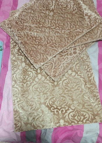 Nakışlı Bej Klasik Kırlent Kılıfı kadife 4 adet - Görsel 2