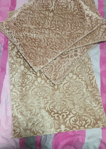 Nakışlı Bej Klasik Kırlent Kılıfı kadife 4 adet - Görsel 3