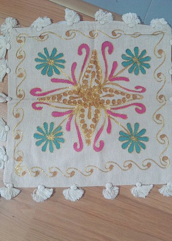 Nakışlı Bohem Çok Renkli Dekoratif Yastık - Görsel 4