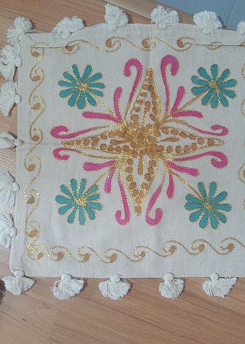 Nakışlı Bohem Çok Renkli Dekoratif Yastık - Görsel 5