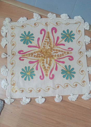 Nakışlı Bohem Çok Renkli Dekoratif Yastık - Görsel 3