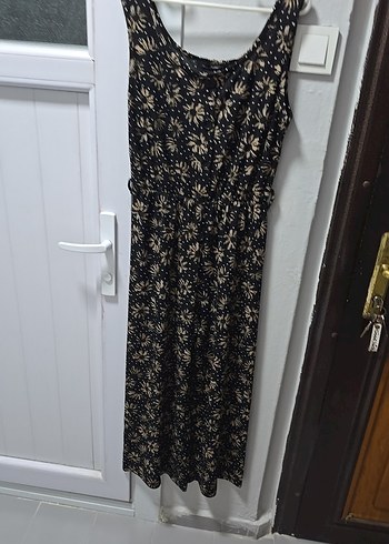 Siyah V Yaka Dantel Detaylı Uzun tulum - Görsel 3