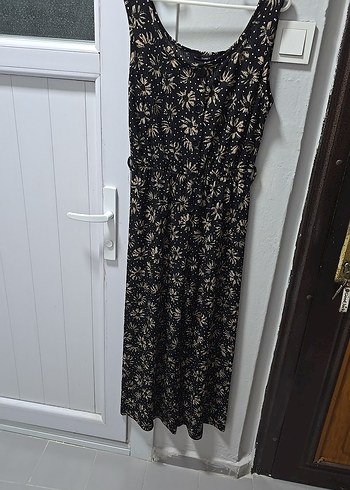 Siyah V Yaka Dantel Detaylı Uzun tulum - Görsel 2