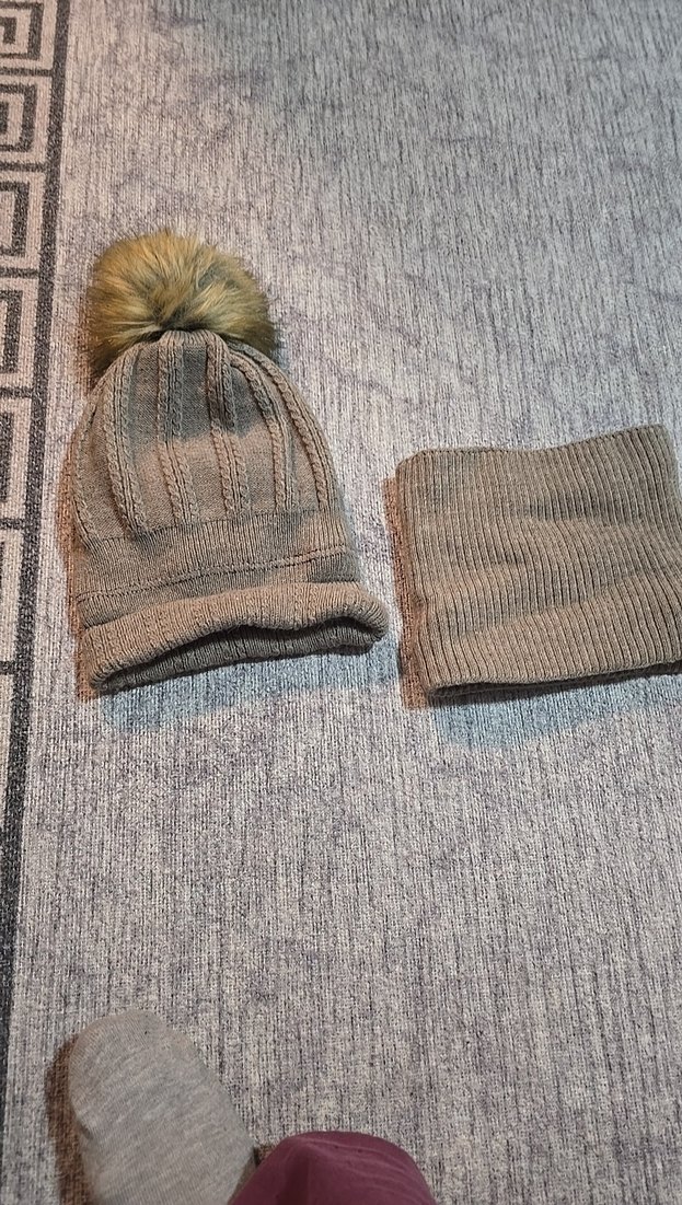 Gri Örgü Kadın Bere ve Boyunluk Seti - Görsel 4