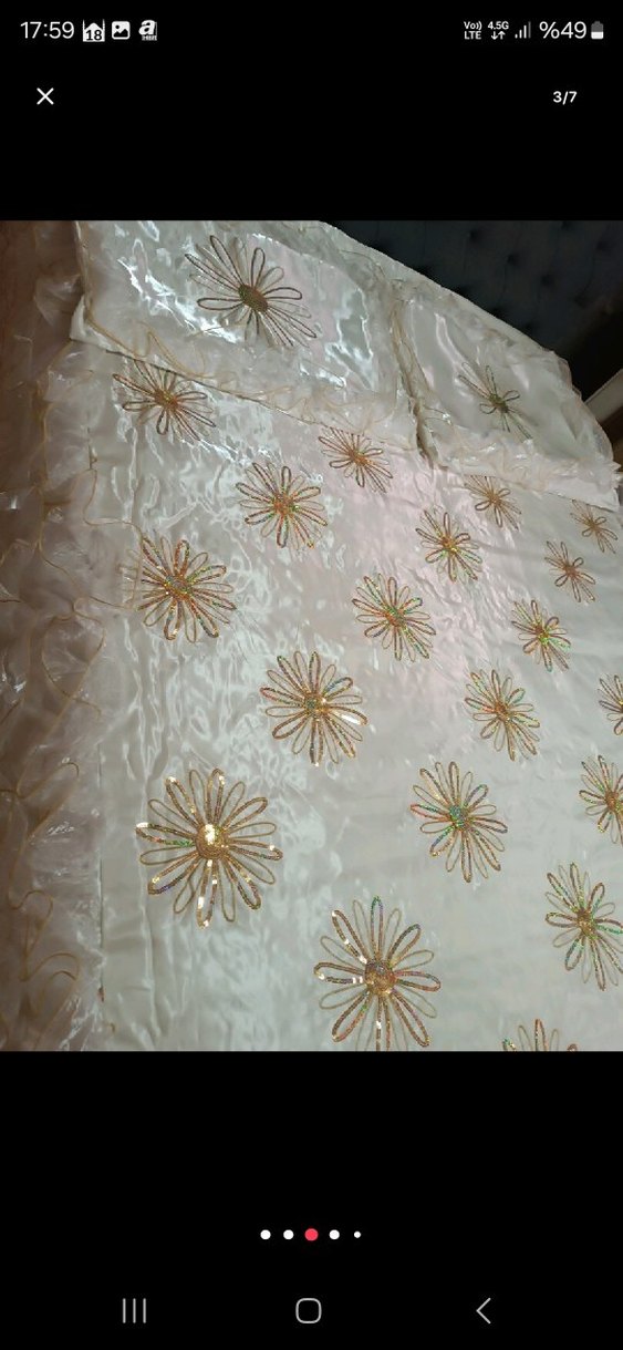 İşlemeli Parlak Beyaz Yatak Örtüsü iki yastık - Görsel 3