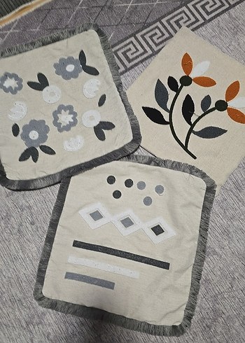 Gri Nakışlı Bohem kırlent Kılıfı Seti - Görsel 6