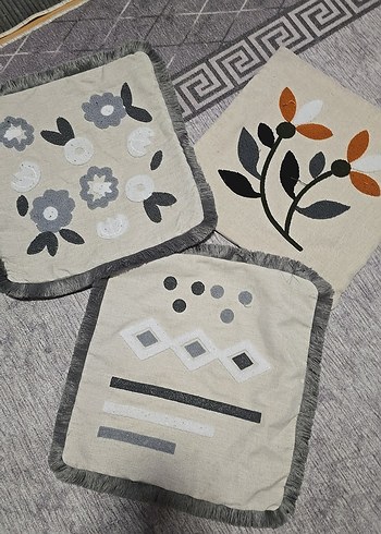 Gri Nakışlı Bohem kırlent Kılıfı Seti - Görsel 5