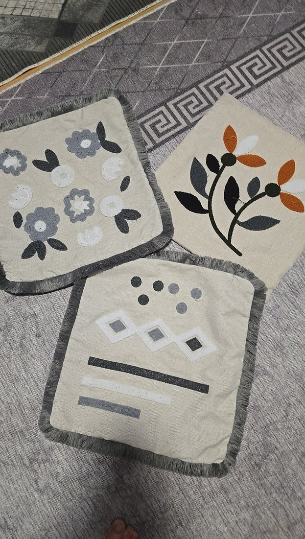 Gri Nakışlı Bohem kırlent Kılıfı Seti - Görsel 5
