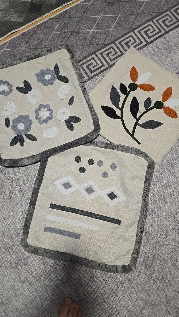 Gri Nakışlı Bohem kırlent Kılıfı Seti - Görsel 4