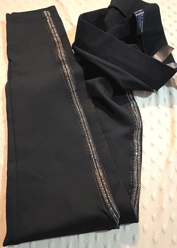 Siyah Gotik Fermuarlı Kadın Kumaş Pantolon - Görsel 3