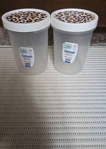 Leopar desenli kapaklı besin saklama kabı - Görsel 2