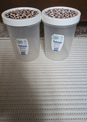 Leopar desenli kapaklı besin saklama kabı - Görsel 4