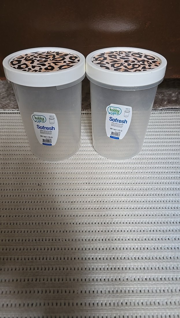 Leopar desenli kapaklı besin saklama kabı - Görsel 2