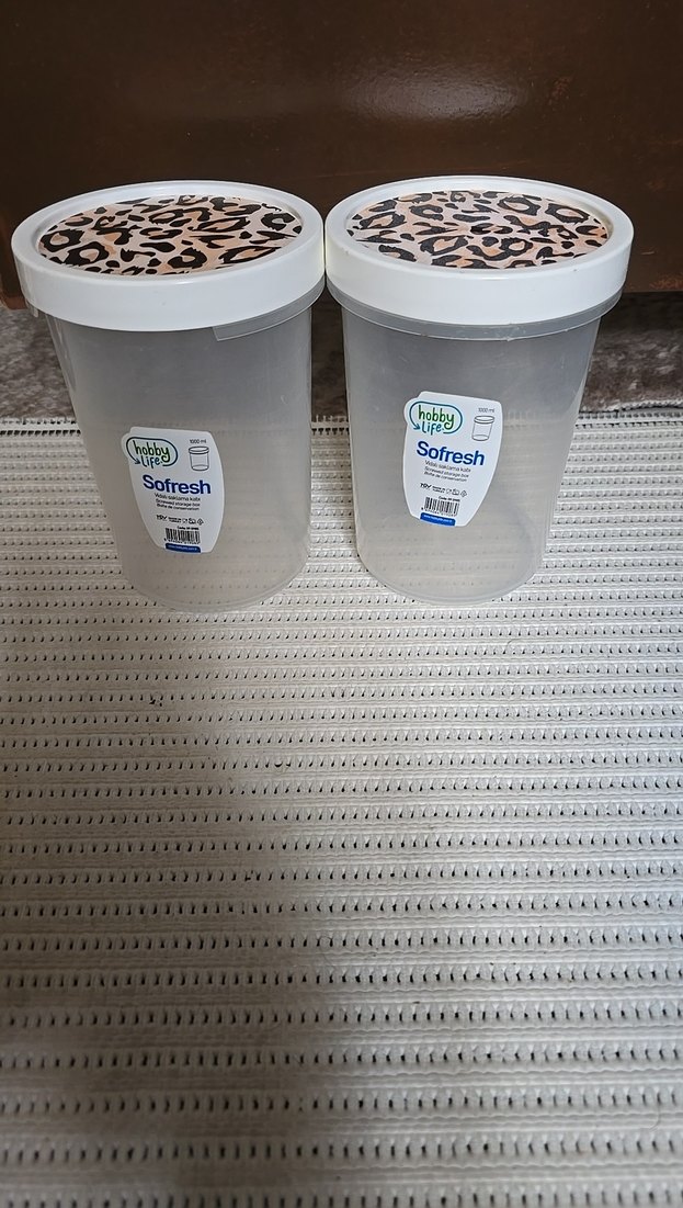 Leopar desenli kapaklı besin saklama kabı - Görsel 4