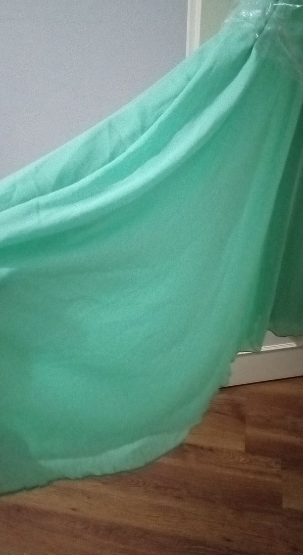 Uzun Turkuaz Drapeli Straplez Kadın Abiye - Görsel 3