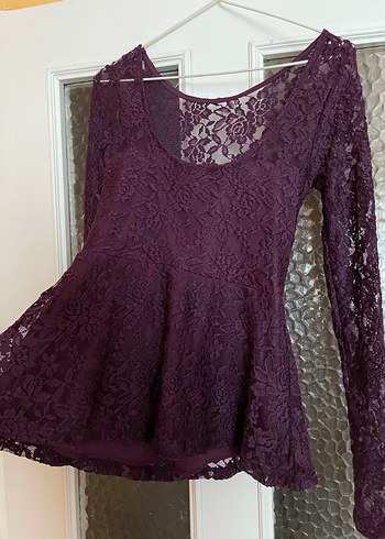 m Beden mor Renk goth/gothic vintage mor dantelli bluz