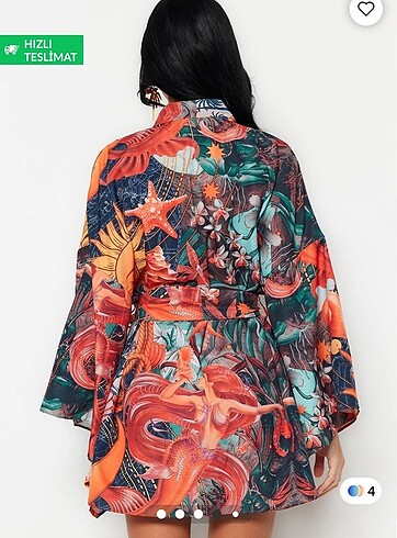 42 Beden çeşitli Renk Tropikal desenli kimono