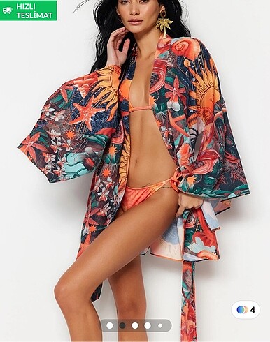 Trendyol & Milla Tropikal desenli kimono