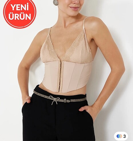 Taş crop dantelli büstiyer