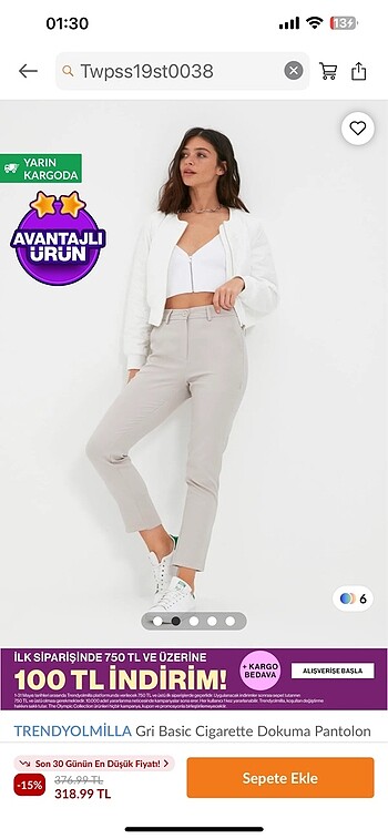 Trendyol & Milla Gri basic pantolon