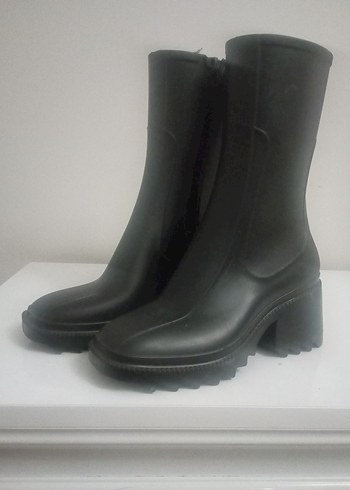 Siyah Fermuarlı Blok Topuklu Kadın Bot - Görsel 7