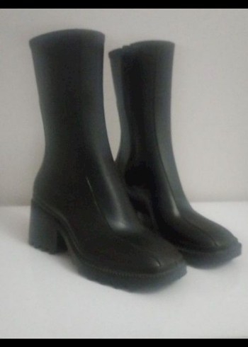 Siyah Fermuarlı Blok Topuklu Kadın Bot - Görsel 4