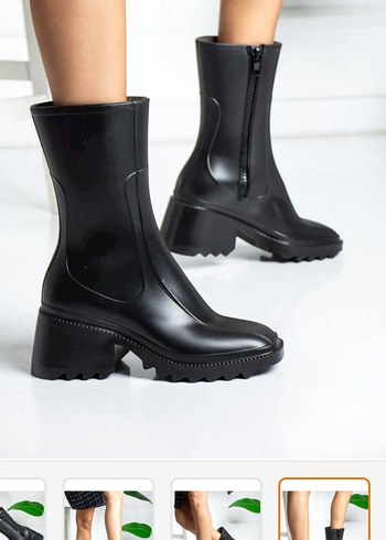 Siyah Fermuarlı Blok Topuklu Kadın Bot - Görsel 2