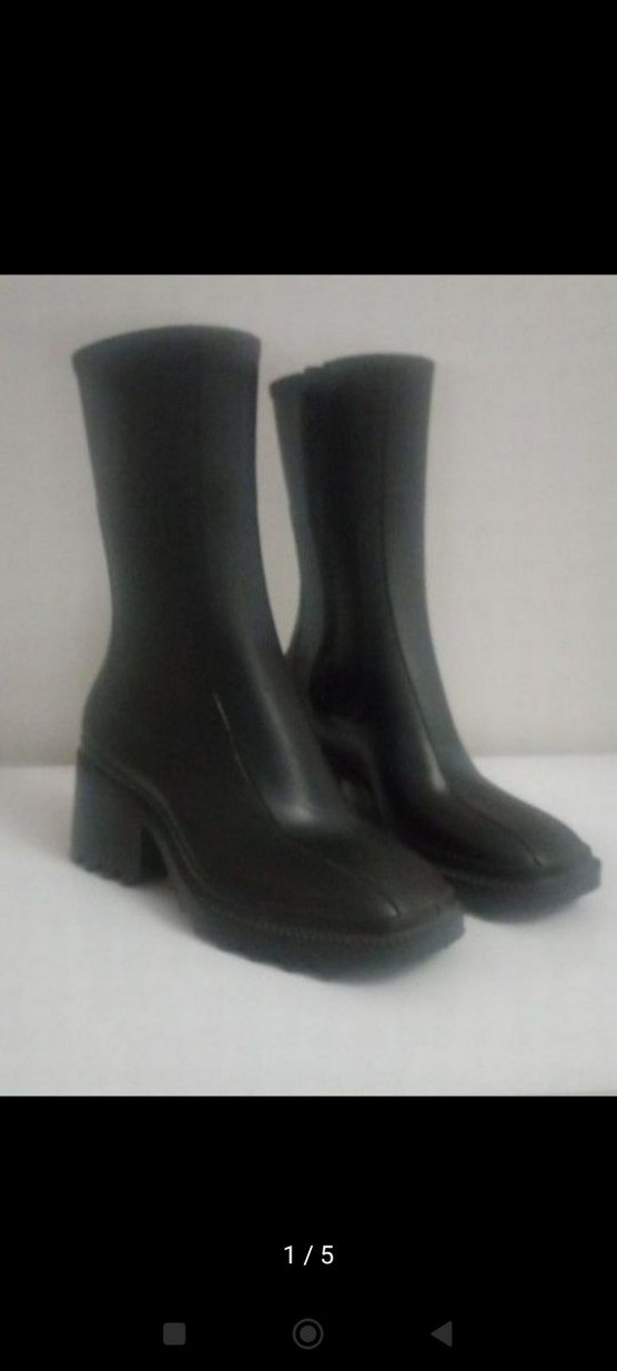 Siyah Fermuarlı Blok Topuklu Kadın Bot - Görsel 4