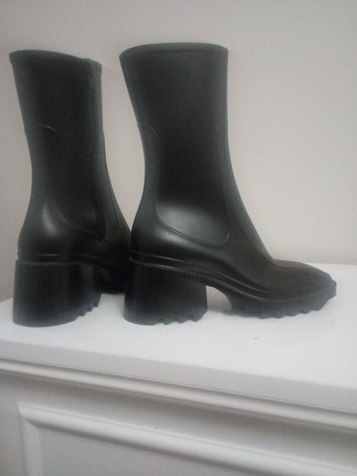 Siyah Fermuarlı Blok Topuklu Kadın Bot - Görsel 5