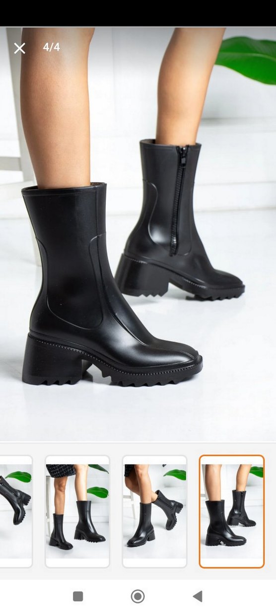 Siyah Fermuarlı Blok Topuklu Kadın Bot - Görsel 2