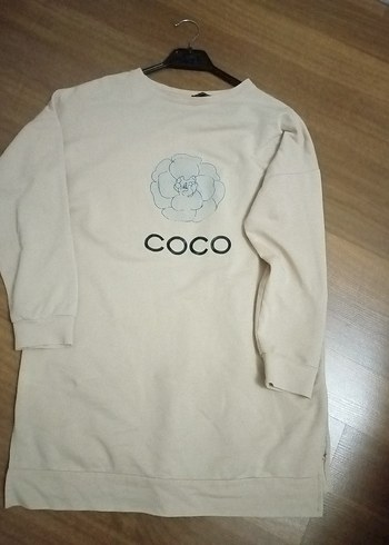 Bej Pamuklu Uzun Kollu Kadın Sweatshirt - Görsel 2