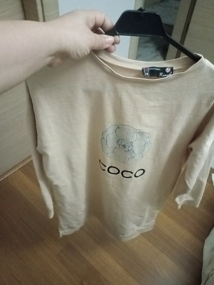 Bej Pamuklu Uzun Kollu Kadın Sweatshirt - Görsel 3