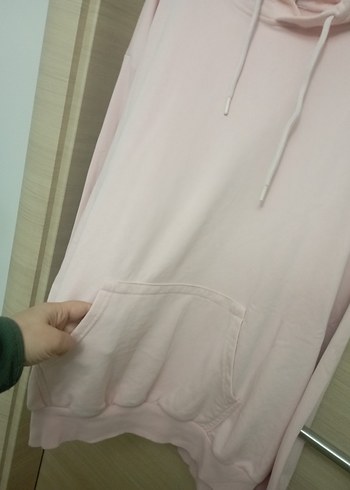 Pembe Kapüşonlu Rahat Kesim Sweatshirt - Görsel 3
