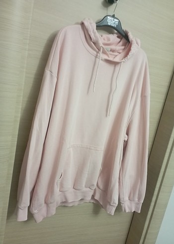 Pembe Kapüşonlu Rahat Kesim Sweatshirt - Görsel 2
