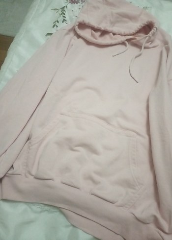 Pembe Kapüşonlu Rahat Kesim Sweatshirt - Görsel 7