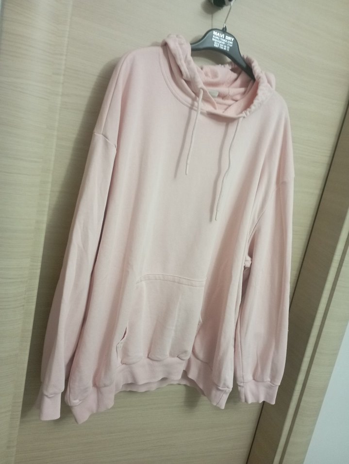 Pembe Kapüşonlu Rahat Kesim Sweatshirt - Görsel 2