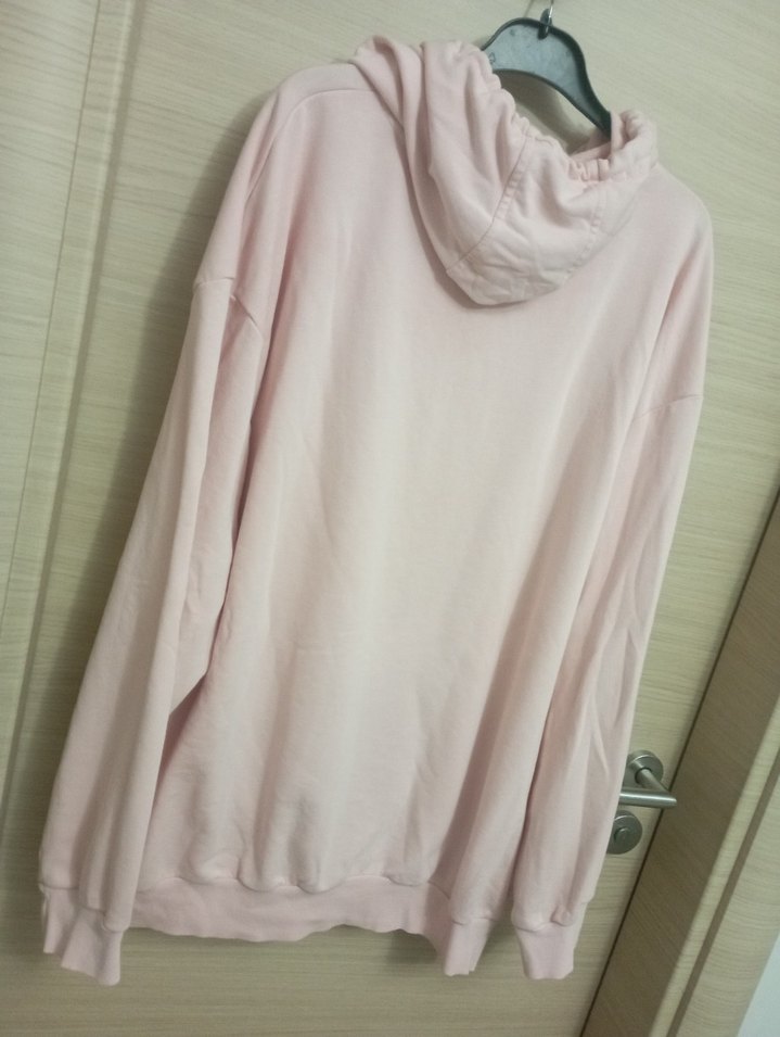 Pembe Kapüşonlu Rahat Kesim Sweatshirt - Görsel 5